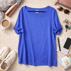 Talbots Woman 2X Stretch Weekend Tee Blue Plus Size Classic Scoop